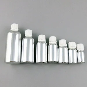5ml 10ml 15ml 20ml 30ml 50ml 100ml Silver glass essential oil bottles with orifice reducers and black white tamper evident caps