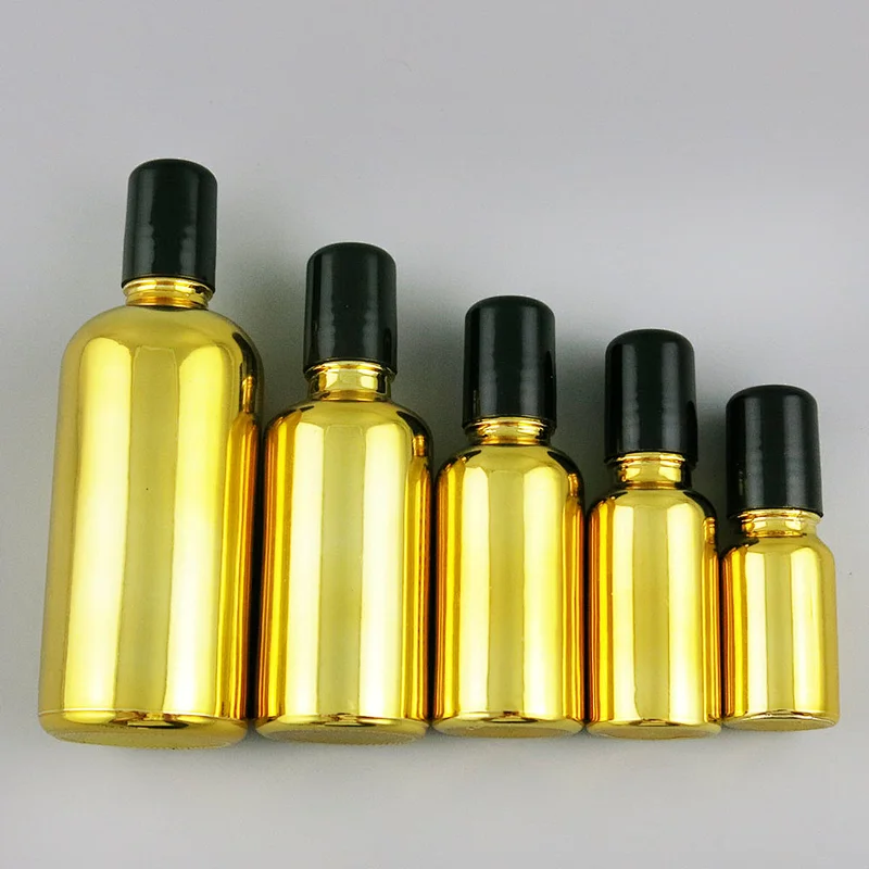 5ml 10ml 15ml 20ml 30ml 50ml 100ml gold refillable glass essential oil roller bottle roll on perfume beauty bottles with glass ball
