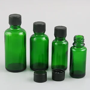 5ml 10ml 15ml 20ml 30ml 50ml 100ml  refillable phenolic cone cap green frost glass essential oil bottle