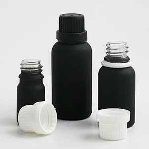 5ml 10ml 15ml 20ml 30ml 50ml 100ml black frost glass essential oil bottles vial container with orifice reducers black white tamper evident caps