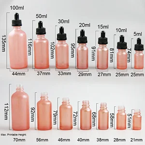 5ml 10ml 20ml 30ml 50ml 100ml Empty pink Glass Essential Oil Bottle With Dropper Transparent Dropper Vials