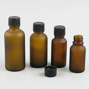 5ml 10ml 15ml 20ml 30ml 50ml 100ml  refillable phenolic cone cap amber frost glass essential oil bottle