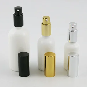 Refillable white Glass Cream Lotin Pump Bottles Transparent Glass Containers With Pump 100ml 50ml 30ml 20ml 15ml 10ml