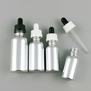 5ml 10ml 20ml 30ml 50ml 100ml Empty Silver Glass Essential Oil Bottle With Dropper Transparent Dropper Vials