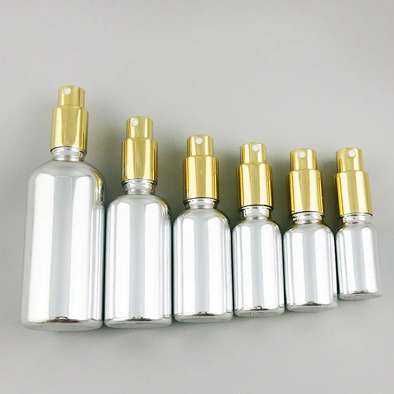 100ml 50ml 30ml 20ml 15ml 10ml 5ml dropper Silver glass essential oil bottle