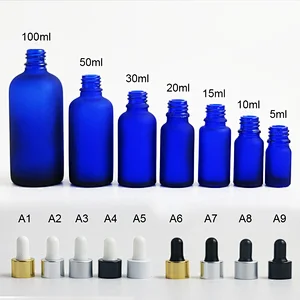 5ml 10ml 15ml 20ml 30m 50ml 100ml blue frost glass dropper bottle  with pipette for cosmetic perfume essential oil