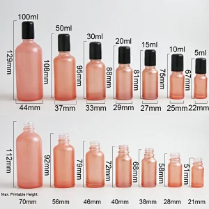 5ml 10ml 15ml 20ml 30ml 50ml 100ml pink refillable glass essential oil roller bottle roll on perfume beauty bottles with glass ball