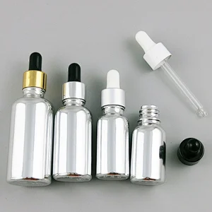 5ml 10ml 15ml 20ml 30m 50ml 100ml Silver glass dropper bottle  with pipette for cosmetic perfume essential oil