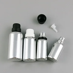 5ml 10ml 15ml 20ml 30ml 50ml 100ml Silver glass essential oil bottles vial container with orifice reducers black white tamper evident caps