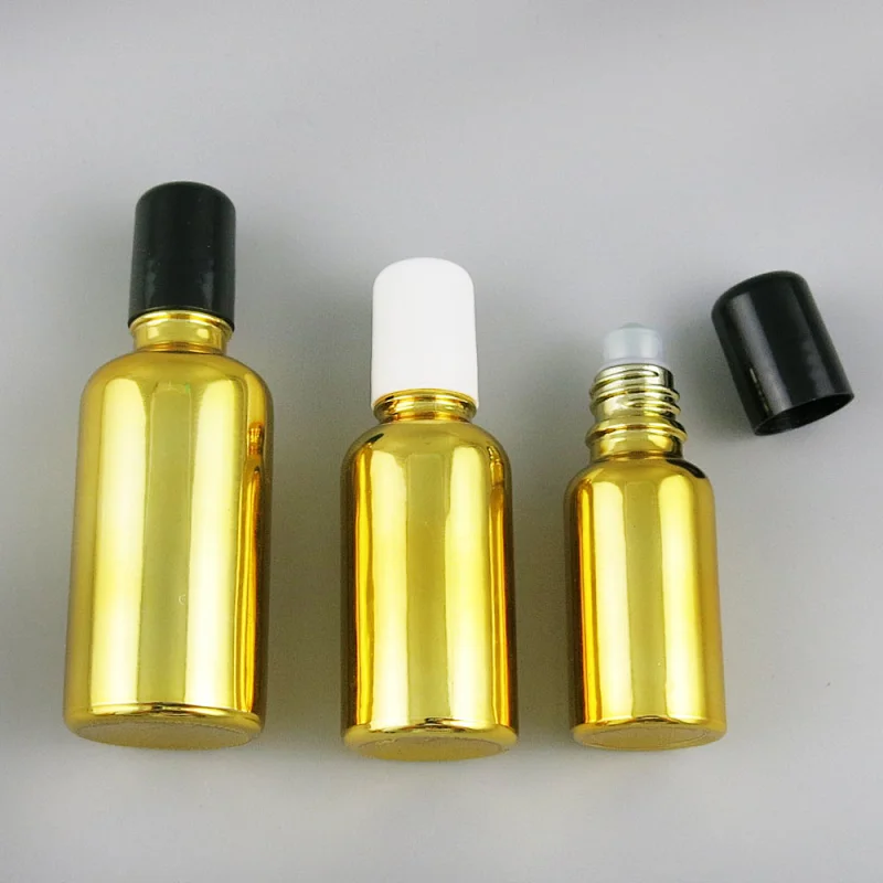 5ml 10ml 15ml 20ml 30ml 50ml 100ml gold refillable glass essential oil roller bottle roll on perfume beauty bottles with glass ball