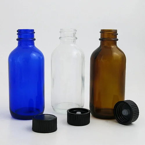 60ml Clear Amber Cobalt Blue Glass Dropper Bottle 2oz Eye Dropper for Essential Oils Aromatherapy Boston Round Containers