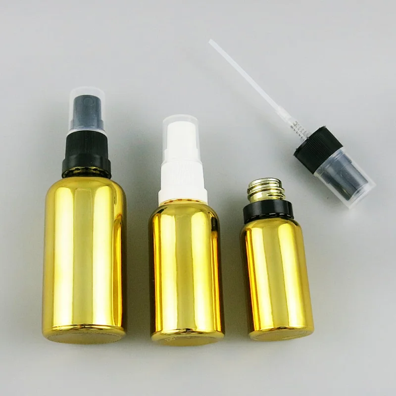 100ml50ml 30ml 20ml 10ml 5ml Painting Gold Glass Essential Oil Bottle With Pump 1oz Gold Cream Bottle