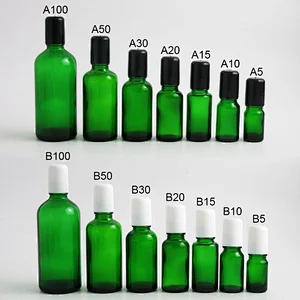 5ml 10ml 15ml 20ml 30ml 50ml 100ml green refillable glass essential oil roller bottle roll on perfume beauty bottles with glass ball