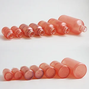 5ml 10ml 15ml 20ml 30ml 50ml 100ml pink glass essential oil bottles vial container with orifice reducers black white tamper evident caps
