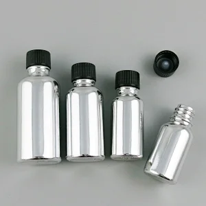 5ml 10ml 15ml 20ml 30ml 50ml 100ml  refillable phenolic cone cap Silver  glass essential oil bottle