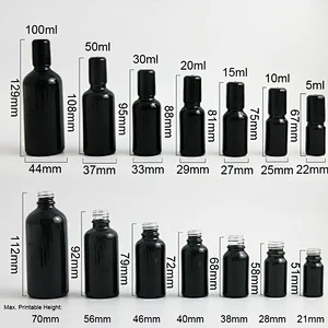 5ml 10ml 15ml 20ml 30ml 50ml 100ml black refillable glass essential oil roller bottle roll on perfume beauty bottles with glass ball
