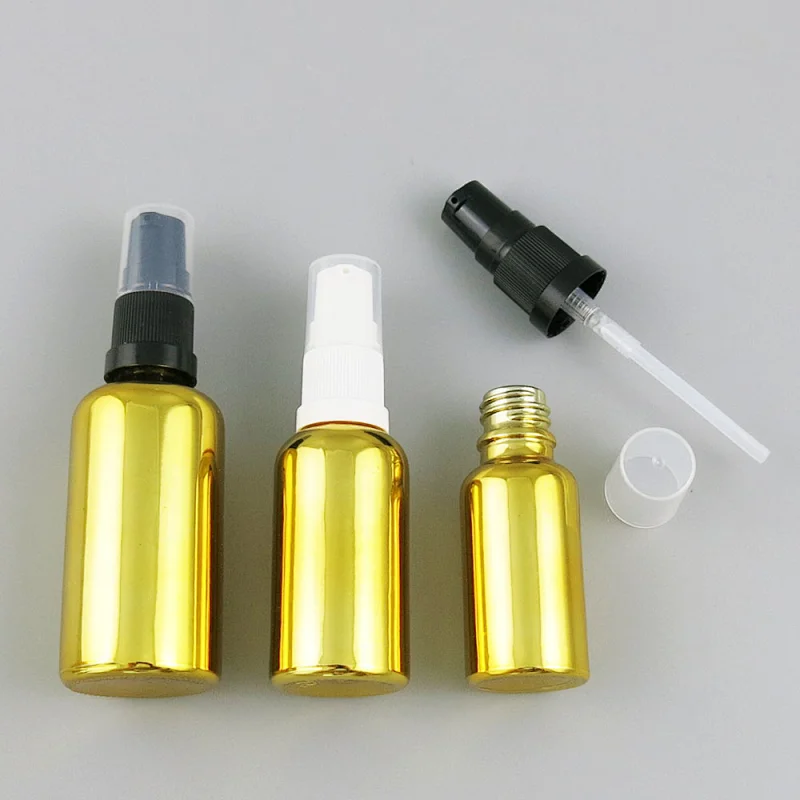 5ml 10ml 15ml 20ml 30m 50ml 100ml travel gold treatment pump glass bottle cream cosmetic container with pump