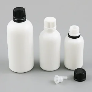 5ml 10ml 15ml 20ml 30ml 50ml 100ml white glass essential oil bottles with orifice reducers and black white tamper evident caps
