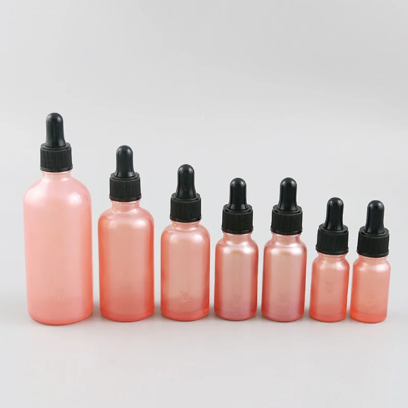 5ml 10ml 20ml 30ml 50ml 100ml Empty pink  Glass Essential Oil Bottle With Dropper plastic Dropper Vials