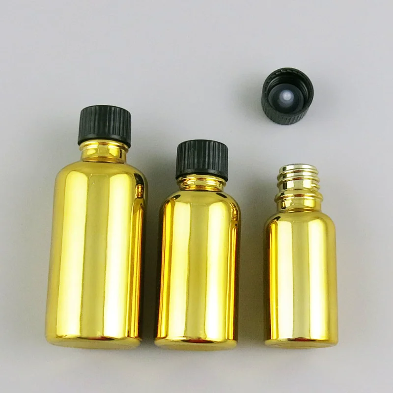 5ml 10ml 15ml 20ml 30ml 50ml 100ml refillable phenolic cone cap gold glass essential oil bottle