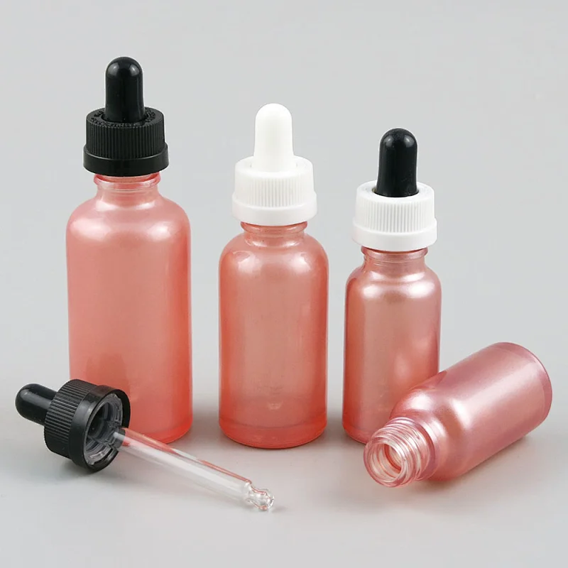 5ml 10ml 20ml 30ml 50ml 100ml Empty pink Glass Essential Oil Bottle With Dropper Transparent Dropper Vials