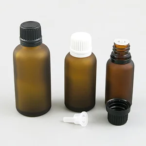 5ml 10ml 15ml 20ml 30ml 50ml 100ml amber glass essential oil bottles with orifice reducers and black white tamper evident caps