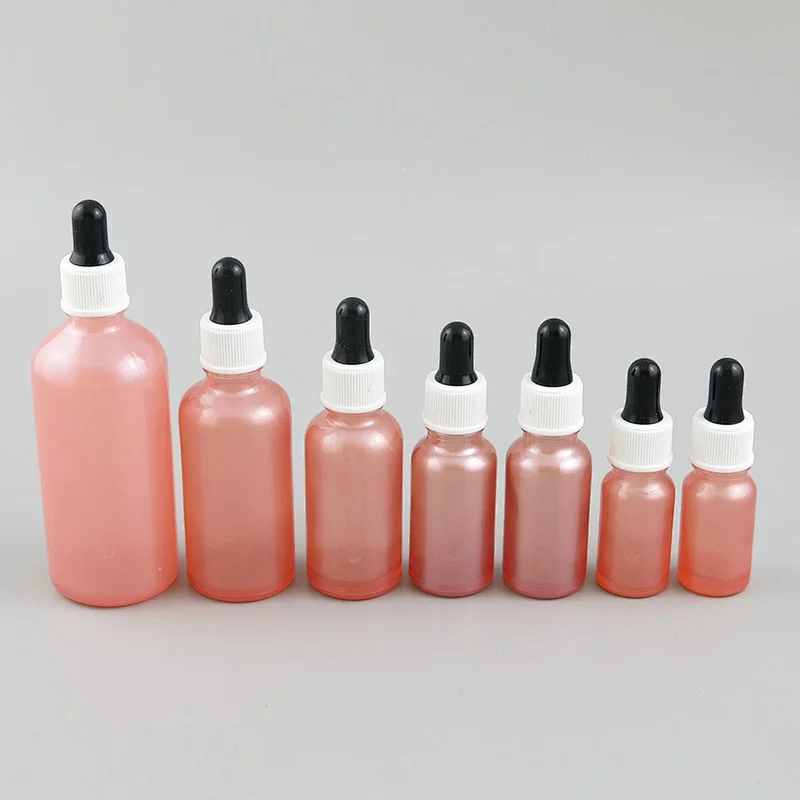 5ml 10ml 20ml 30ml 50ml 100ml Empty pink  Glass Essential Oil Bottle With Dropper plastic Dropper Vials