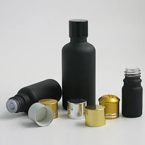 5ml 10ml 15ml 20ml 30m 50ml 100ml black frost glass essential oil bottle containers Packaging with aluminium lids