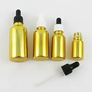 Refillable Empty Gold Glass Essential Oil Bottle With Plastic Dropper 5ml 10ml 20ml 30ml 50ml 100ml