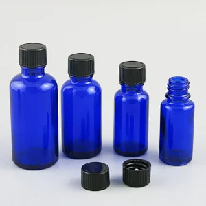 5ml 10ml 15ml 20ml 30ml 50ml 100ml  refillable phenolic cone cap blue frost glass essential oil bottle