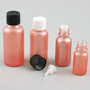 5ml 10ml 15ml 20ml 30ml 50ml 100ml pink glass bottle Mini glass essential oil bottle with Plastic Childproof Lids