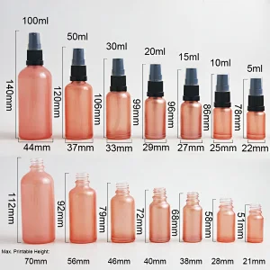 5ml 10ml 15ml 20ml 30m 50ml 100ml travel pink treatment pump glass bottle cream cosmetic container with pump