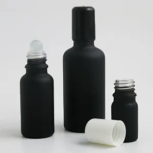 5ml 10ml 15ml 20ml 30ml 50ml 100ml black refillable frost glass essential oil roller bottle roll on perfume beauty bottles with glass ball