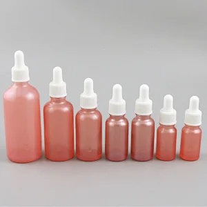 5ml 10ml 20ml 30ml 50ml 100ml Empty pink  Glass Essential Oil Bottle With Dropper plastic Dropper Vials