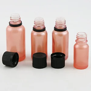 5ml 10ml 15ml 20ml 30m 50ml 100ml pink glass essential oil bottle with Tamper Evident Childproof Cap orifice reduce