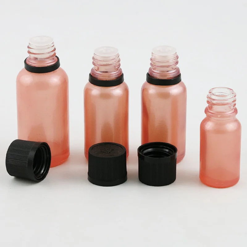 5ml 10ml 15ml 20ml 30m 50ml 100ml pink glass essential oil bottle with Tamper Evident Childproof Cap orifice reduce