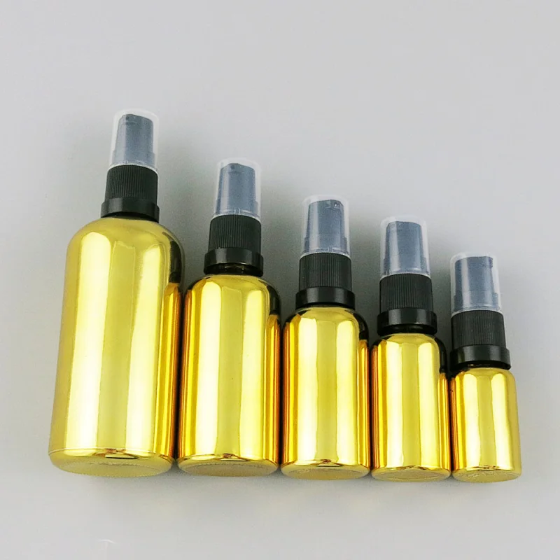 5ml 10ml 15ml 20ml 30m 50ml 100ml travel gold treatment pump glass bottle cream cosmetic container with pump