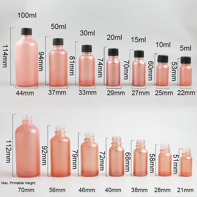 5ml 10ml 15ml 20ml 30ml 50ml 100ml  refillable phenolic cone cap pink  glass essential oil bottle