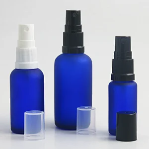 5ml 10ml 15ml 20ml 30ml 50ml 100ml travel blue frost glass spray bottles essential oil container with Fine mist sprayer