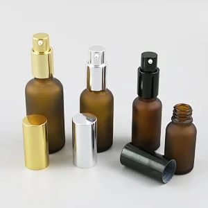 Refillable amber Glass Cream Lotin Pump Bottles Transparent Glass Containers With Pump 100ml 50ml 30ml 20ml 15ml 10ml