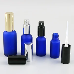 100ml 50ml 30ml 20ml 15ml 10ml 5ml dropper blue frost glass essential oil bottle