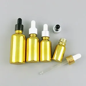 5ml 10ml 15ml 20ml 30m 50ml 100ml gold glass dropper bottle  with pipette for cosmetic perfume essential oil