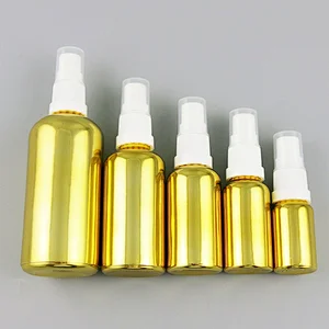 100ml50ml 30ml 20ml 10ml 5ml Painting Gold Glass Essential Oil Bottle With Pump 1oz Gold Cream Bottle