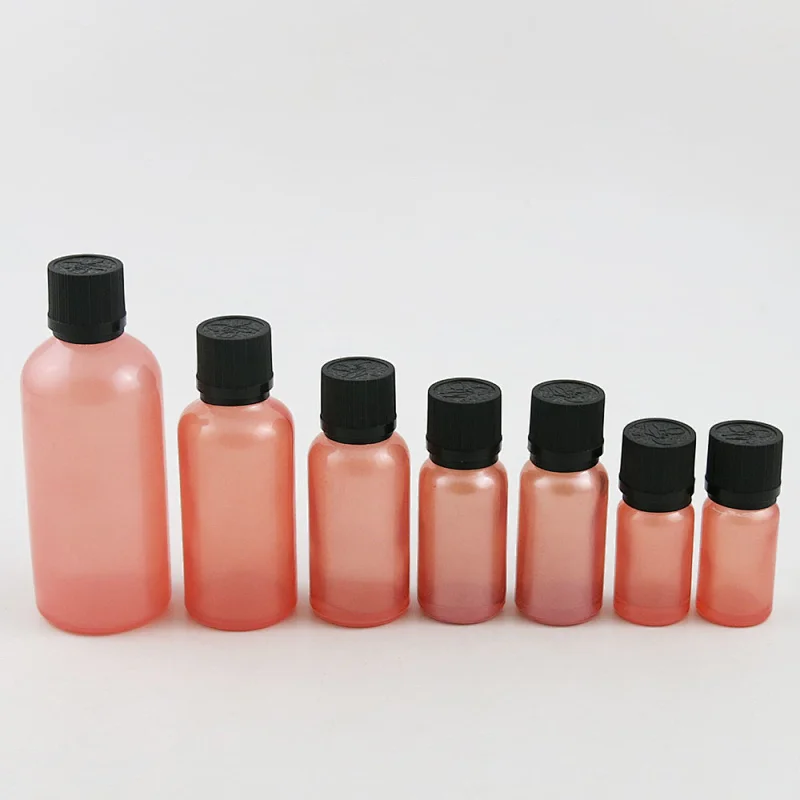 5ml 10ml 15ml 20ml 30m 50ml 100ml pink glass essential oil bottle with Tamper Evident Childproof Cap orifice reduce