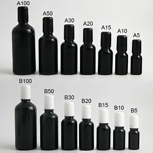 5ml 10ml 15ml 20ml 30ml 50ml 100ml black refillable glass essential oil roller bottle roll on perfume beauty bottles with glass ball
