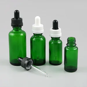 5ml 10ml 20ml 30ml 50ml 100ml Empty green frost Glass Essential Oil Bottle With Dropper Transparent Dropper Vials
