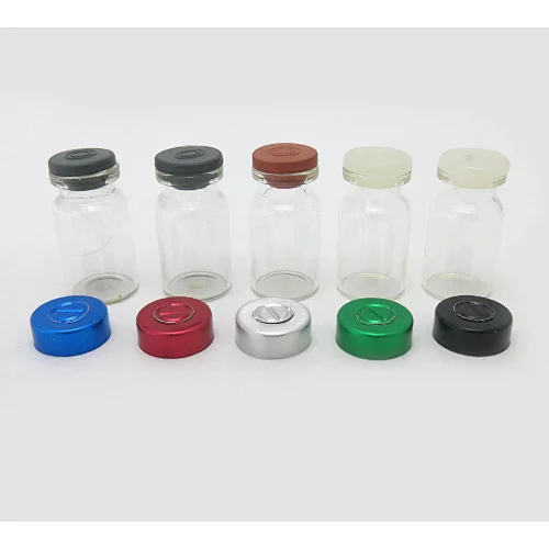 empty amber clear glass vial with caps & rubber stoppers 7ml injection medical bottles