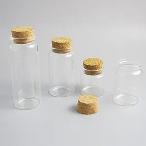 150ML 400ML 800ML 1000ML Empty  Cute  Cork Stopper Glass Tubes Vials Jars Display Containers