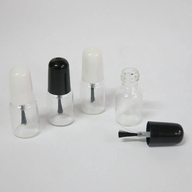 3ML Mini nail poilsh bottle glass nail polish bottle with black white cap and brush Wholesale Empty bottle for nail polish oil
