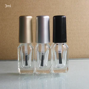 3ml Hot sale Mini nail poilsh bottle glass nail polish bottle have black silver gold cap with brush wholesale for nail polish oil